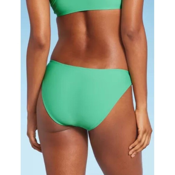 NWT Wild Fable Scoop Front Low-Rise High Leg Cheeky Bikini Bottom Green XL - Picture 2 of 2